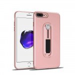 Wholesale iPhone 8 Plus / 7 Plus Runner Slide Stripe Finger Holder Stand Case (Rose Gold)